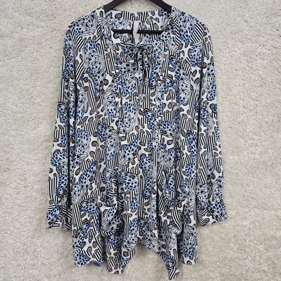 Melissa McCarthy Seven7 Top Womens 2X Butterfly Lightweight Long Sleeve Flowy