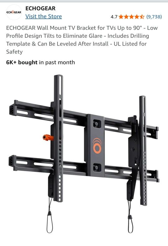 TV Wall Mount, Tilting, for 90" TV or less