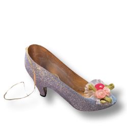 Sparkly Glitter Blue Heel Shoe Ornament