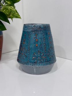 Studio Pottery Blue Vase Signed for the Artist