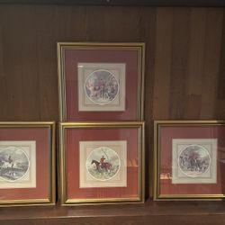 Set of 4 Classic, Vintage Framed Equestrian Prints