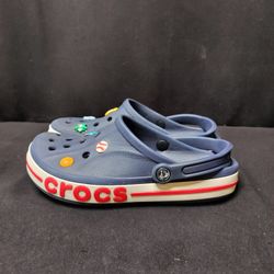 Women's Navy Blue Iconic Crocs With Charms (Size 10)