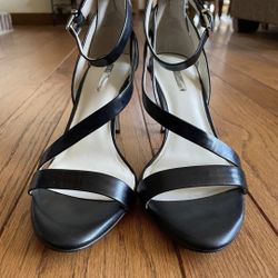 BCBGeneration Black Leather Strapped Heels