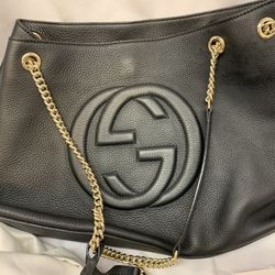 Authentic GUCCI SOHO Chain Shoulder Medium Tote Bag 