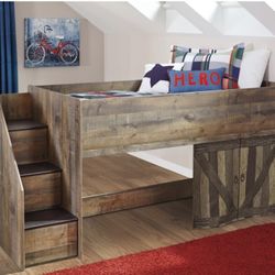 Ashley Trinell Loft Bed With Low Castor Bed
