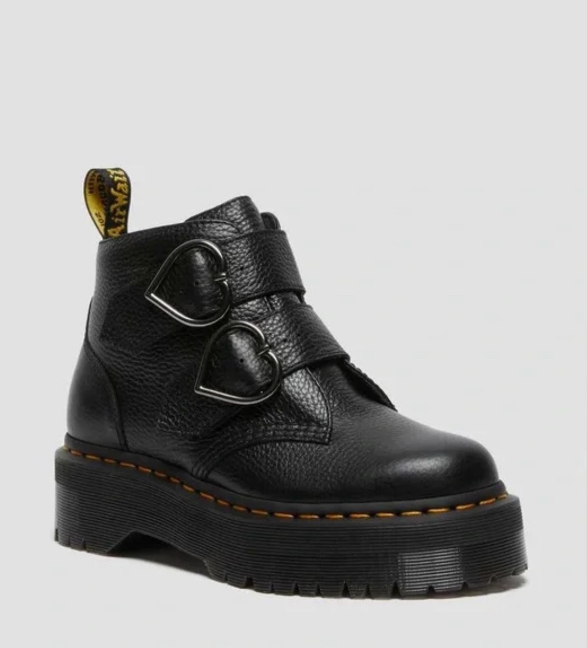 NEW Dr. Martens Devon Heart Platform Boots – Size 7 Women’s Black Leather