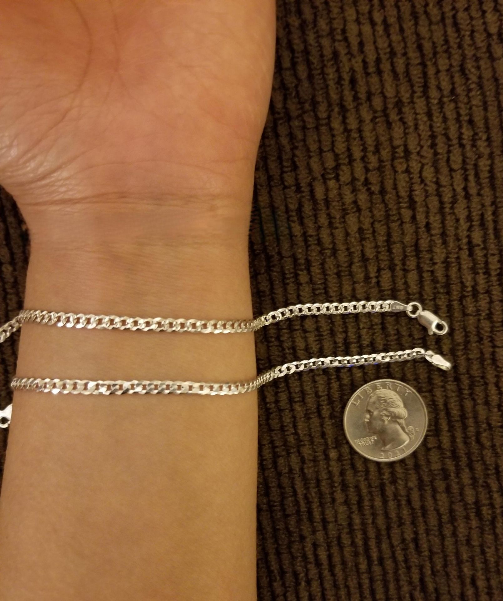 Italy 925 Solid Sterling Silver Cuban Link Dainty Bracelet for Women 7" $32 Each Plata Italiana 925 Pulsera Para Dama 7" $32 c/u