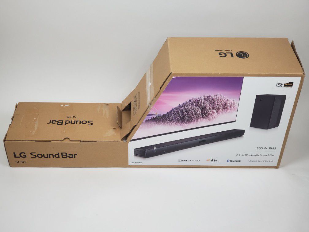 LG 2.1 Channel 300W Soundbar with Wireless Subwoofer - SL3D (New - Open Box)