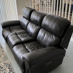 Two Black Leather Couches w/ Recliners & USB Connectivity 