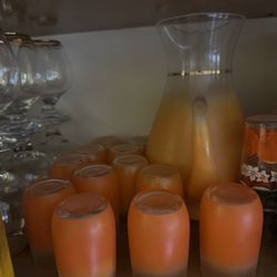 Vintage Juice Glass Set With Pitcher