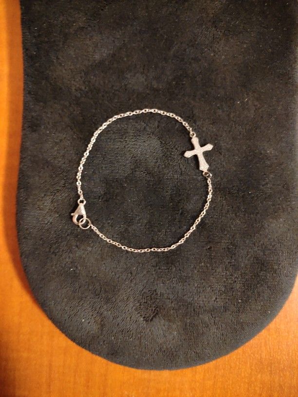 925 Sterling Silver Cross Bracelet 