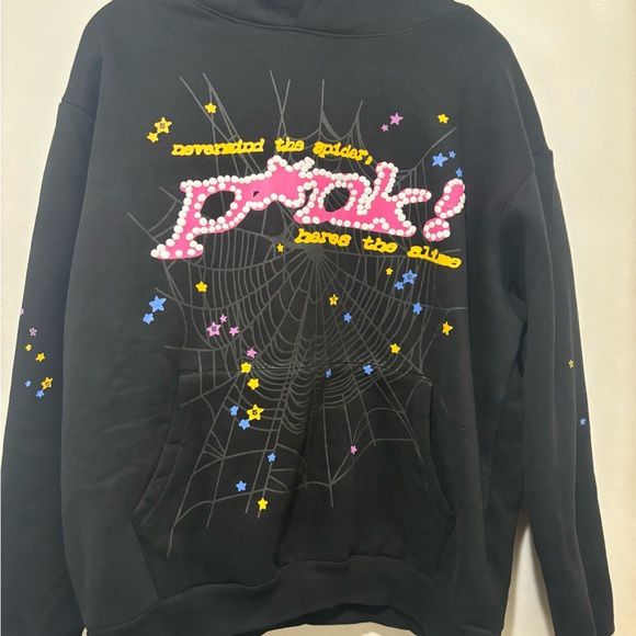 Sp5der Hoodie BLACK P*NK