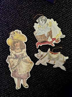 Vintage Set Of 3 Victorian Christmas Ornaments
