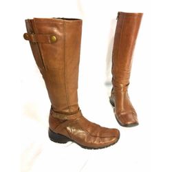 CLARKS Brown Leather Knee High Ridings Boots Women's Size 6.5 6 1/2