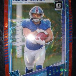 2025 Panini Donruss - Rated Rookie Cam Skattebo #302 Optic Preview Red Wave...