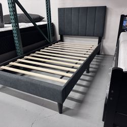 Wow! Brand New Platform Bed Frame Nice Fabric Full $158 Twin $118