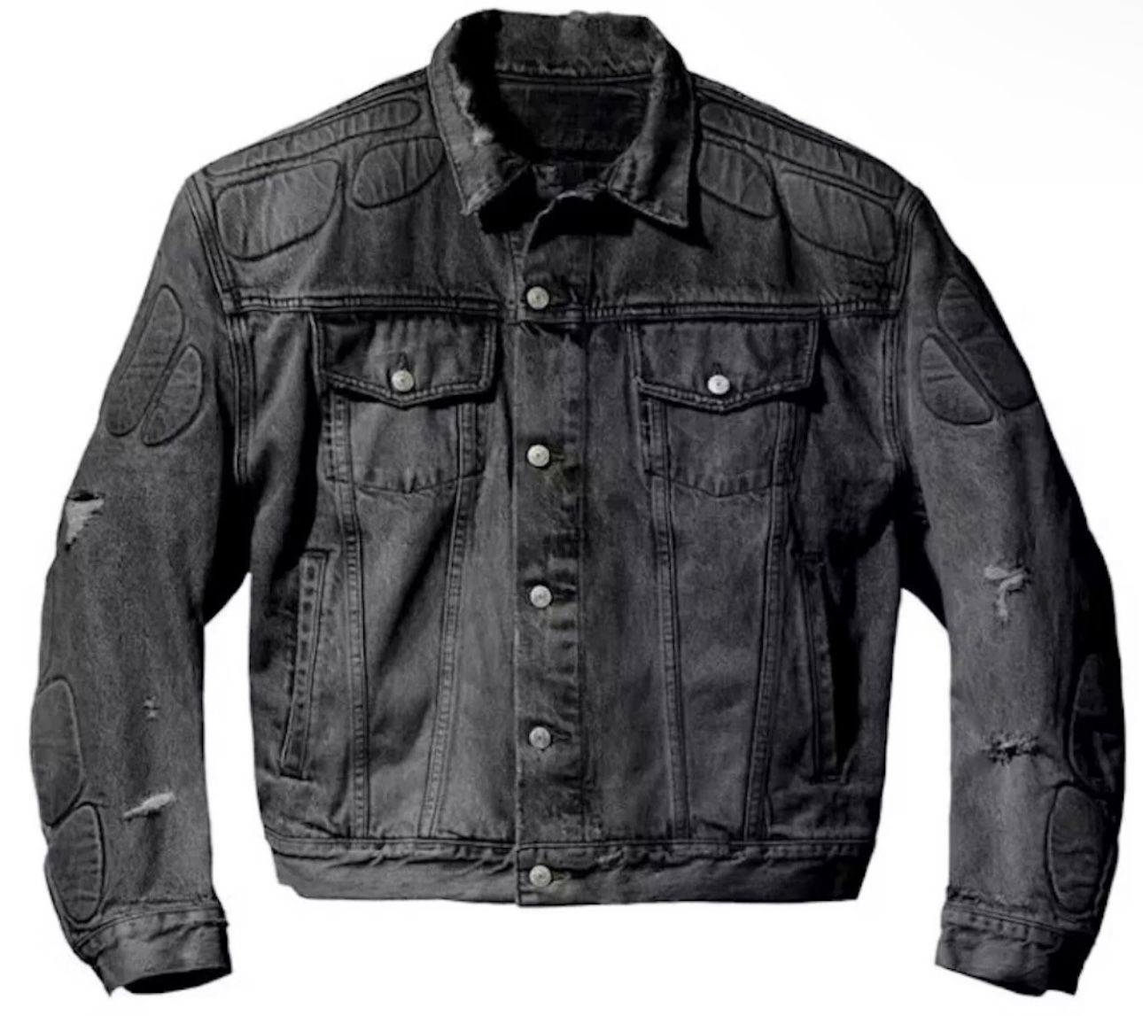 Yeezy Gap Balenciaga Distressed Padded Denim Jacket Grey Wash - Size S BRAND NEW