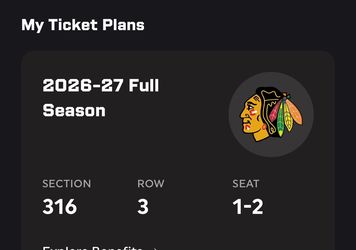 Blackhawks tickets 26-27 season