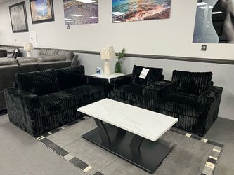 2PC Black Sofa & Loveseat