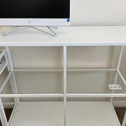 White Console Table Furniture Storage Shelves 37 height  x 39 1/2 width x 14