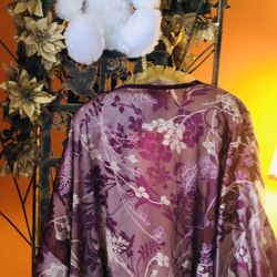 Affordable Valentines Gift: Pretty Asian Garden Satin Robe & Teddy Bear $5!