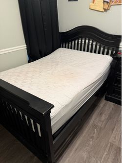 Adjustable twin bed, mattress and dresser