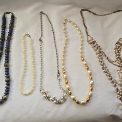 Vtg. Lot Of 7 Necklaces & 1 Bracelet Statement Beaded Various Styles & Lengths  Rare Find!