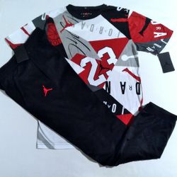 Jordan Boys Youth 2pc Warmer Bottoms & Tee Set  - XL 