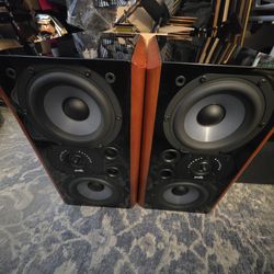 Polk audio LSI9 speaker pair piano black and cherry finish
