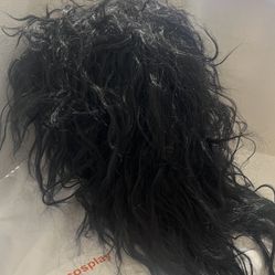 Topcosplay Men’s 80s Black Mullet Wigs Male Hair Punk Heavy Metal Rocker Wig