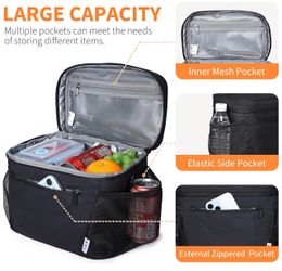 Large Insulated Lunch Bag Black