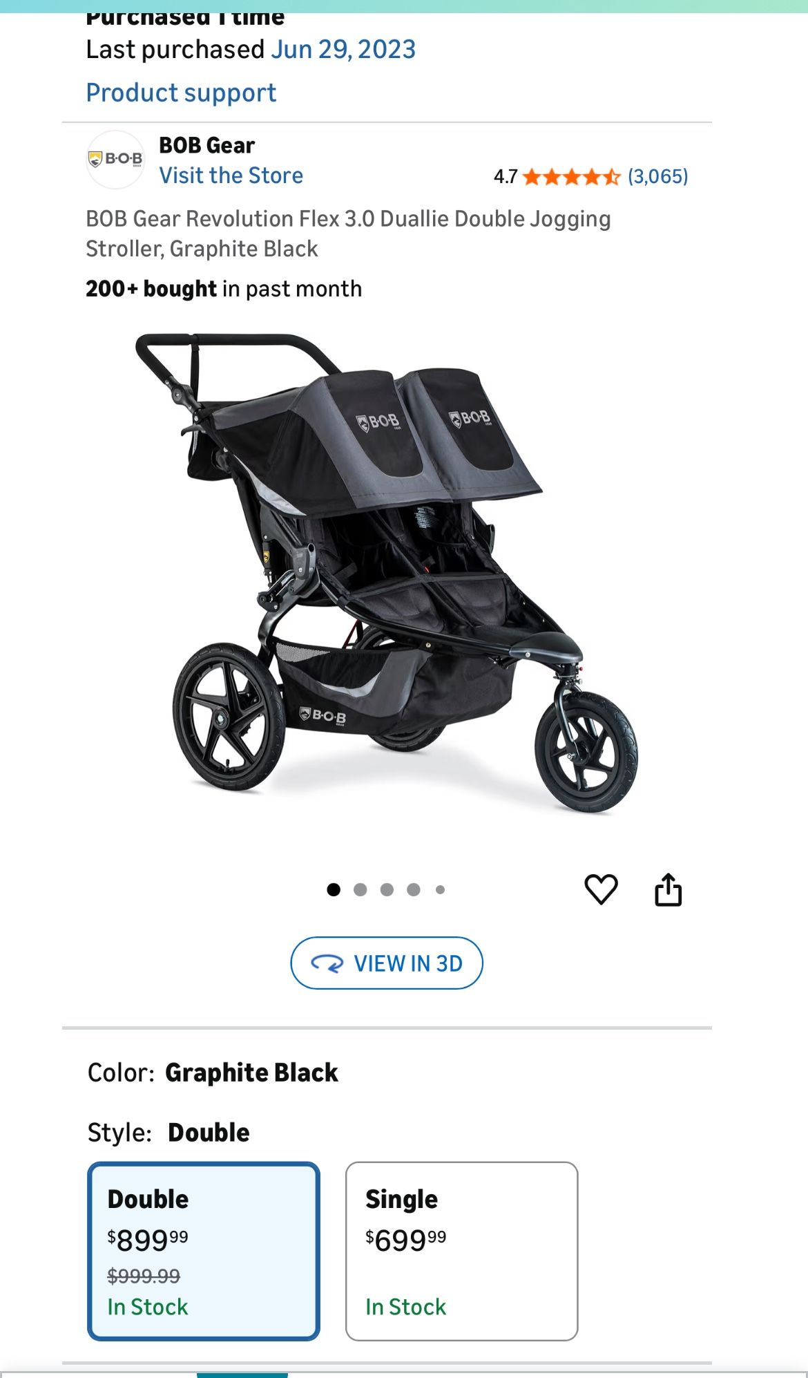 BOB Double Stroller – Mint Condition