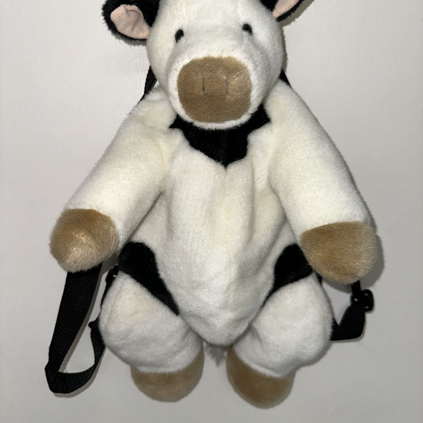 Rare Vintage MANGO Teddy Bear Co Backpack Plush Side Zip Bag Purse Moose… Vintage Mango Teddy Bear Co 1990s COW Mini Plush BACKPACK  main image 2