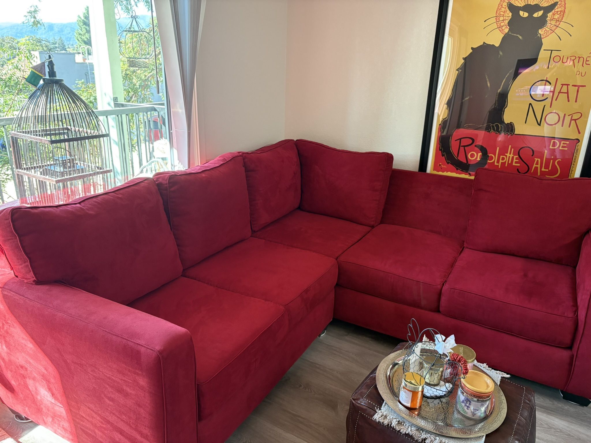 L-shaped Red Sofa