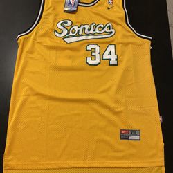 New Nike Vtg NBA Jersey Men’s XXL Ray Allen Seattle Super Sonics Yellow Stitched