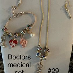 Set of Earrings, Necklace And Bracelet