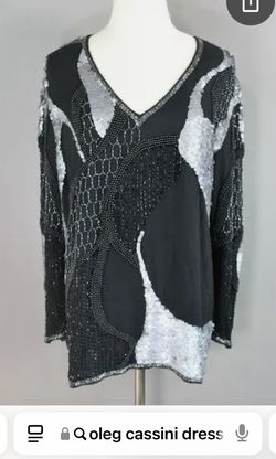 Oleg Cassini beaded blouse medium
