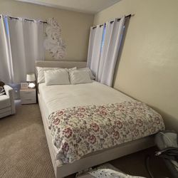 Upholstered Queen Bed - Beige