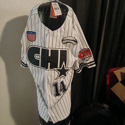 Headgear Classics CHI #14 Pinstripe Baseball Jersey XL