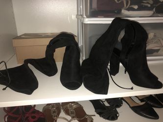 Black Thigh High Suede Boots