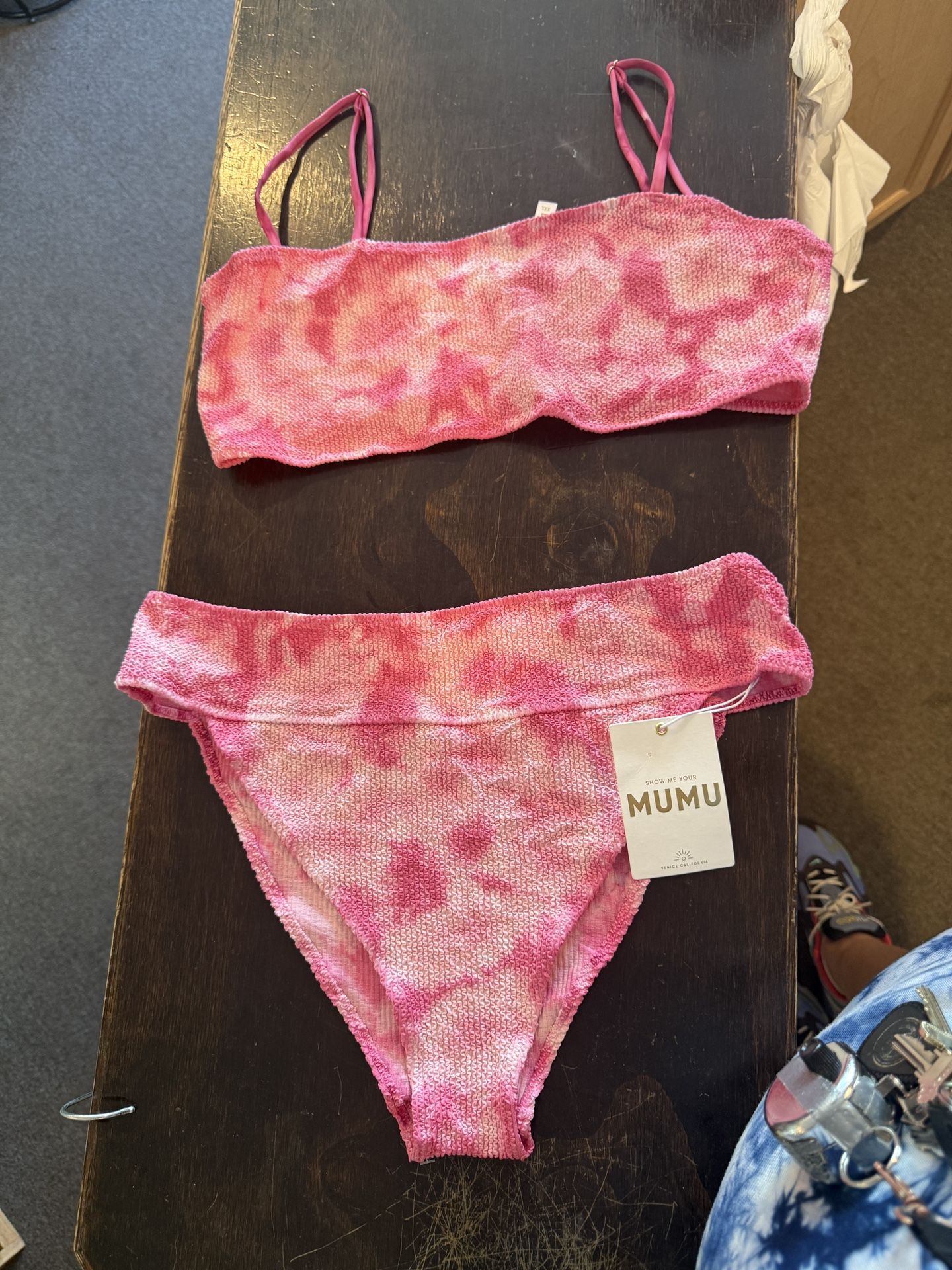 Show Me Your Mumu Destin/Del Ray Bikini Set - Pink Tie Dye, Size XXL