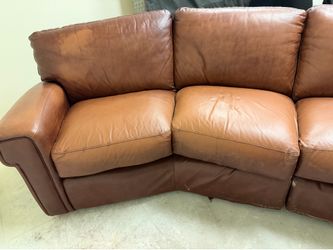 Brown leather sectional