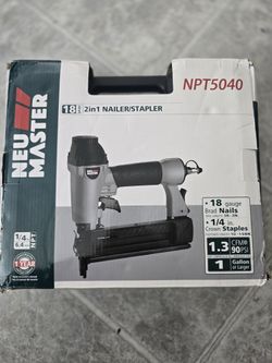 Neu Master 18 Guage 2in1 Nailer Stapler Brad Nails 3/8 To 2 Inch 1/4 Inch Crown Staples 1/2 To 1 5/8 90psi Npt5040 