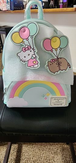 Pusheen X Hello Kitty  Loungefly Balloons & Rainbows Mini Backpack New w/Tags