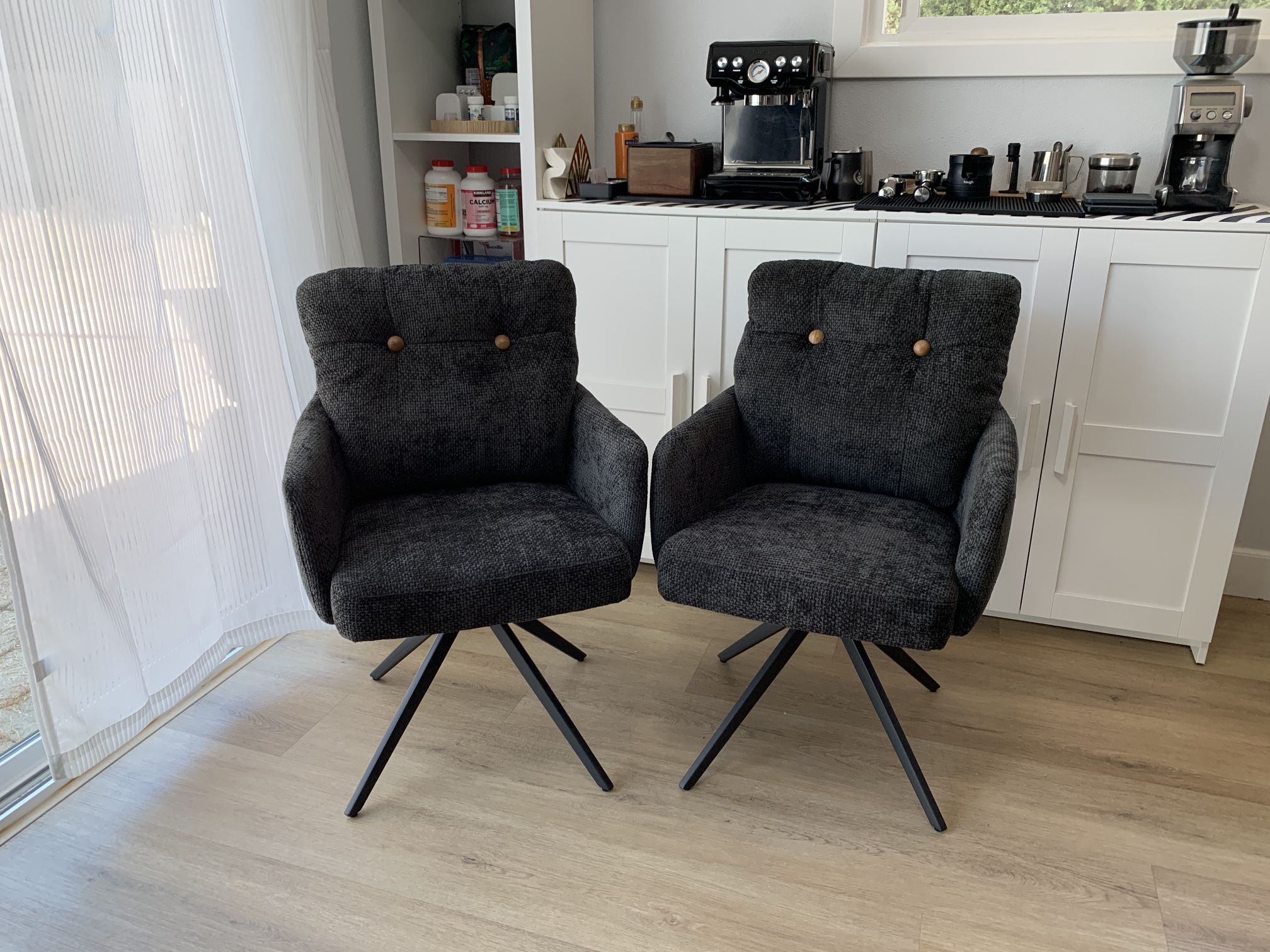 360° Free Swivel Dining Chairs Set of 2. Black