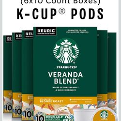 Starbucks K-Cup Coffee Pods, Starbucks Blonde Roast Hot or Iced Coffee, Veranda Blend, 60 Keurig Pods