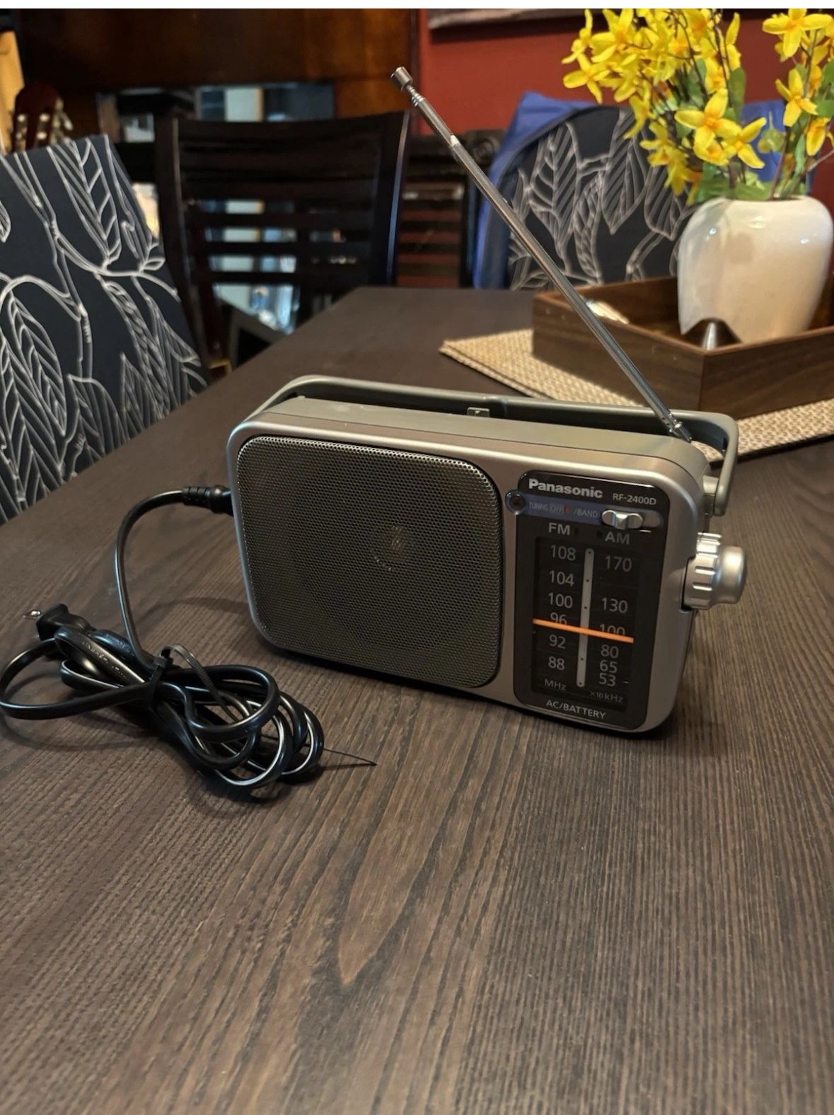 Panasonic RF-2400D 2-Band Receiver AM/FM Portable Radio Gray - TESTED & WORKING