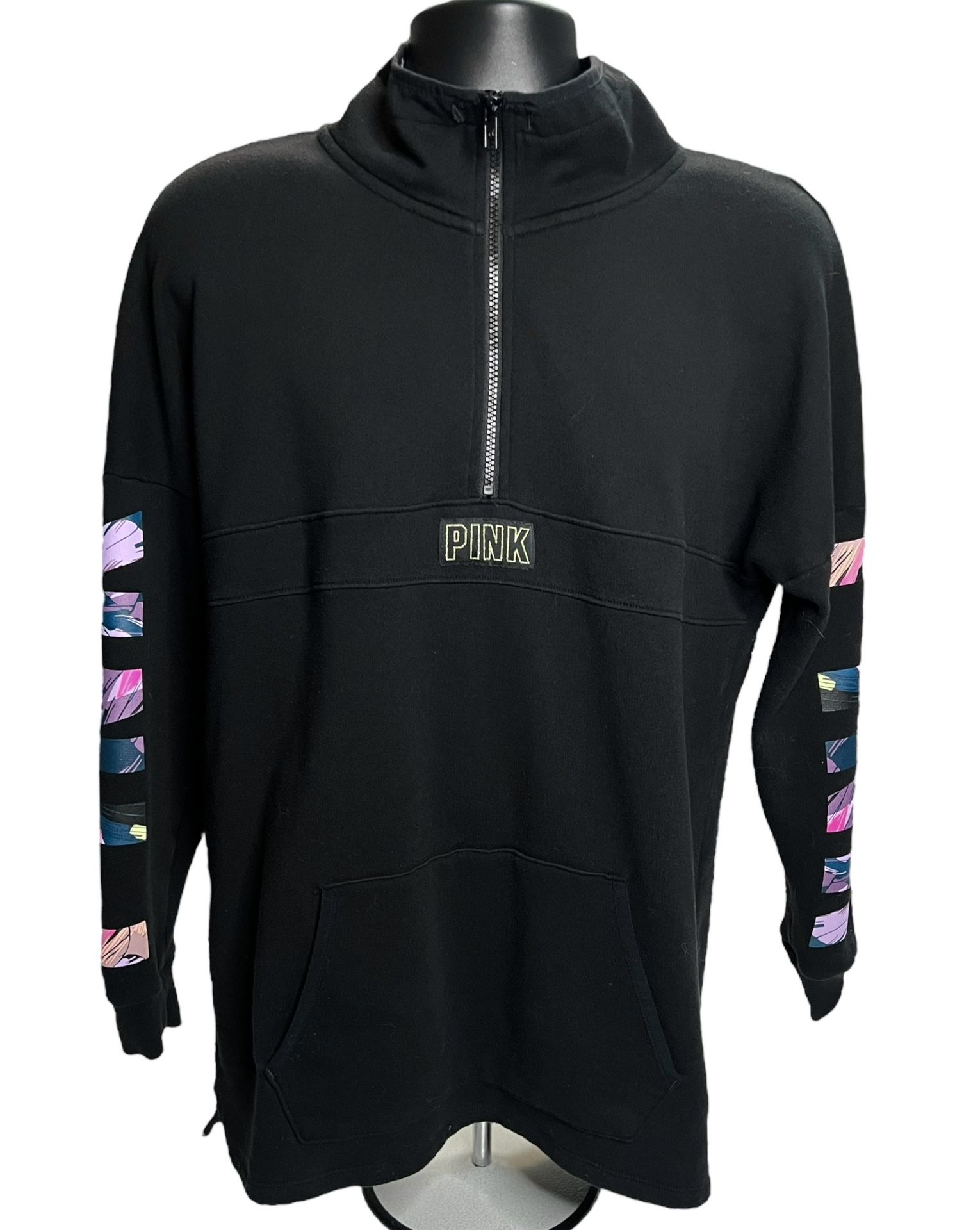 Victoria’s Secret Quarter-Zip Black Pullover Sweatshirt - Size Medium