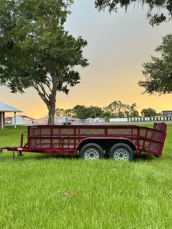 Red Tandem Axle Utility Trailer