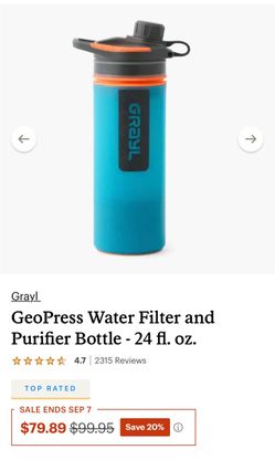 Grayel GeoPress Water Filter and Purifier Bottle - 24 fl. oz.